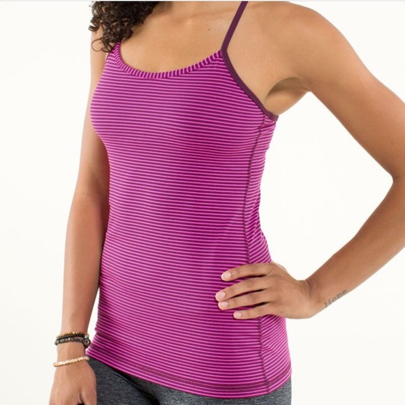 lululemon athletica Tops - LULULEMON POWER Y HYPER TANK IN RASBERRY STRIPE